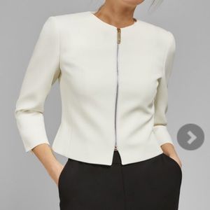Ted Baker London Curved Hem Cropped Jacket Ivory
